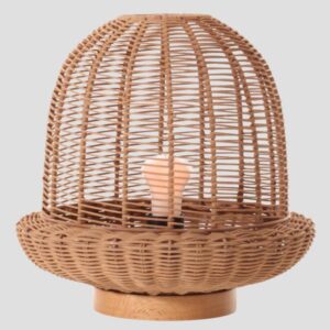 ΠΟΡΤΑΤΙΦ E27 ΒΑΣΗ ΞΥΛΟ & RATTAN Φ29x30 ΜΠΕΖ EUROLAMP 144-78002