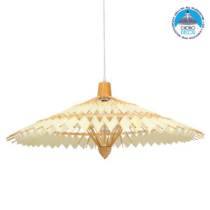 GloboStar® VENTALIA 00895 Vintage Κρεμαστό Φωτιστικό Οροφής Μονόφωτο 1 x E27 Καφέ Ξύλινο Bamboo Φ80 x Y40cm