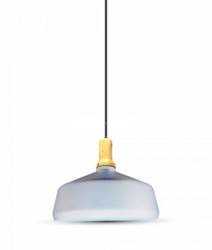 Κρεμαστό Φωτιστικό Οροφής Μονόφωτο E27 ø350 Σιδερένιο με Ξύλινη Βάση Λευκό V-TAC - 3765