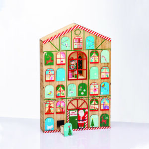 WOODEN HOUSE CALENDAR WITH DRAWERS ΔΙΑΚΟΣΜΗΤΙΚΟ 39x8.5x60cm ACA - X156006