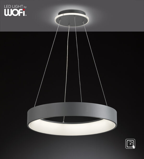 Κρεμαστό led "Shay" 39w 3650lm Ø60cm Ανθρακί - 11500