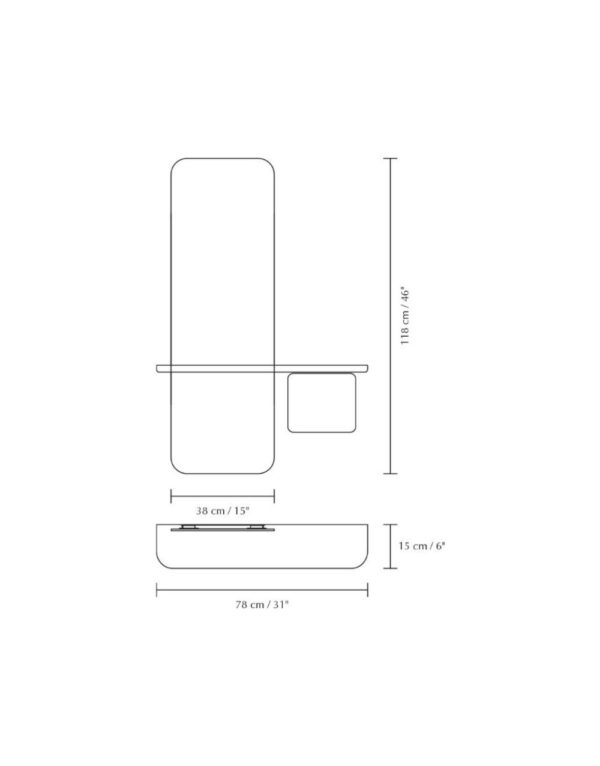 Mirror, shelf & cabinet - Dark oak - 1-UM5820