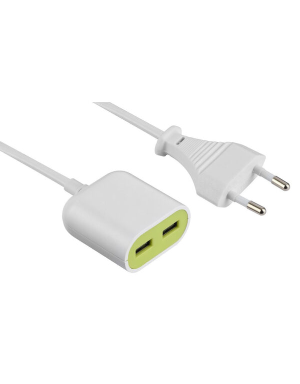 ΠΡΟΕΚΤΑΣΗ ΚΑΛΩΔΙΟΥ 1,5Μ ΜΕ ΔΙΠΟΛΙΚΟ ΦΙΣ & 2ΧUSB (2.4A)-ΠΡΑΣΙΝΟ ELECTRALINE - 2-EL500344