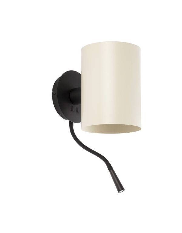 GUADALUPE BLACK WALL LAMP WITH READER BEIGE SHADE - 1-FR20032-80