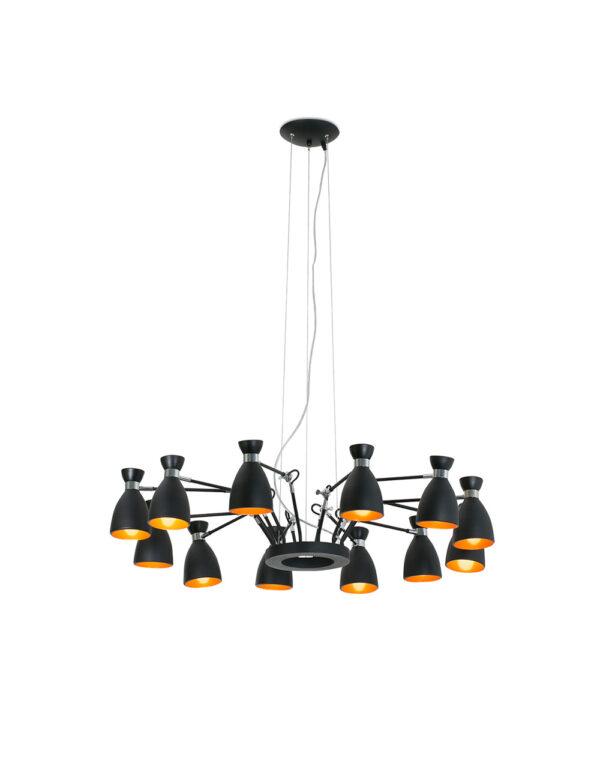 RETRO BLACK AND COPPER PEND LAMP 12L 12 X E14 MAX - 1-FR20048