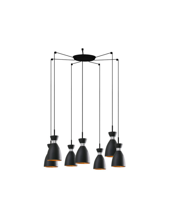 RETRO BLACK/COPPER PENDANT LAMP 1xE14 20W 7L - 1-FR20050-7L