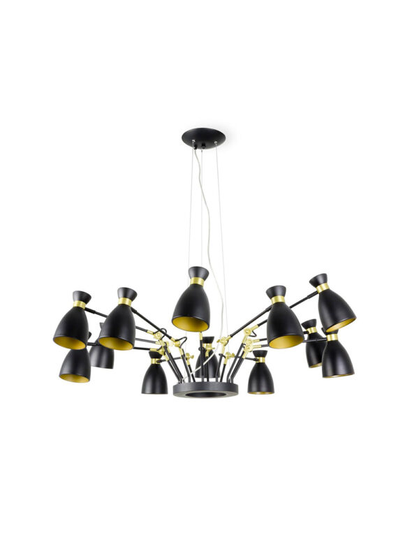 RETRO BLACK AND SATIN GOLD PENDANT LAMP 12L - 1-FR20051