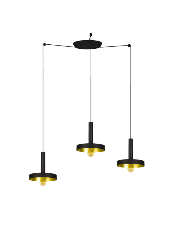 WHIZZ BLACK/SATIN GOLD PENDANT LAMP E27 60W 3L - 1-FR20160-3L