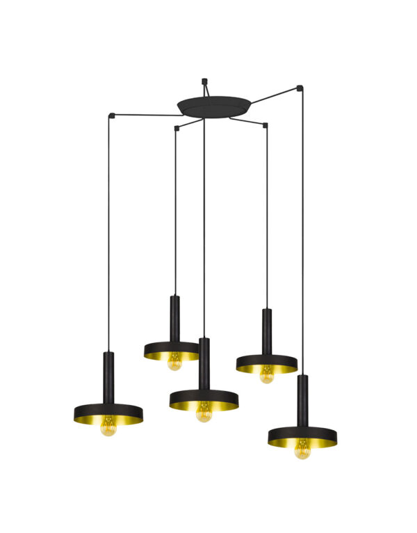 WHIZZ BLACK/SATIN GOLD PENDANT LAMP E27 60W 5L - 1-FR20160-5L
