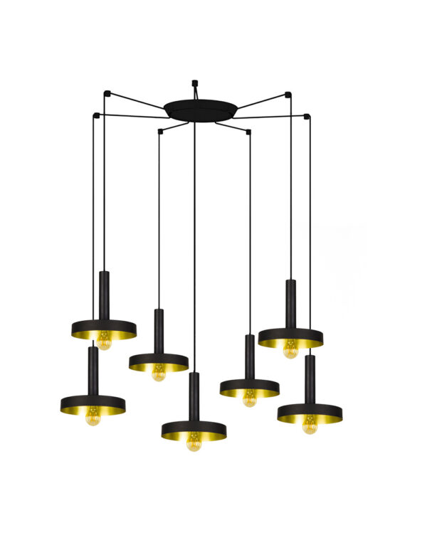 WHIZZ BLACK/SATIN GOLD PENDANT LAMP E27 60W 7L - 1-FR20160-7L