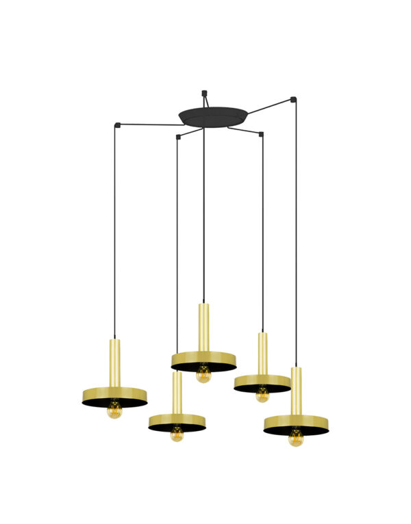 WHIZZ SATIN GOLD/BLACK PENDANT LAMP E27 60W 5L - 1-FR20161-5L
