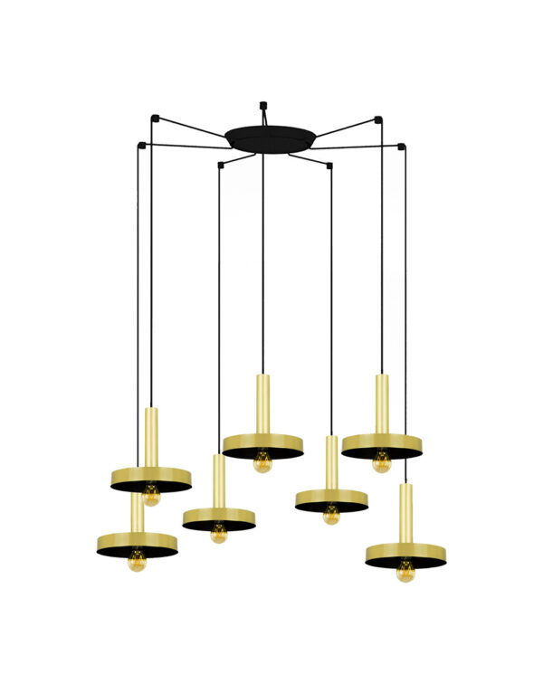 WHIZZ SATIN GOLD/BLACK PENDANT LAMP E27 60W 7L - 1-FR20161-7L