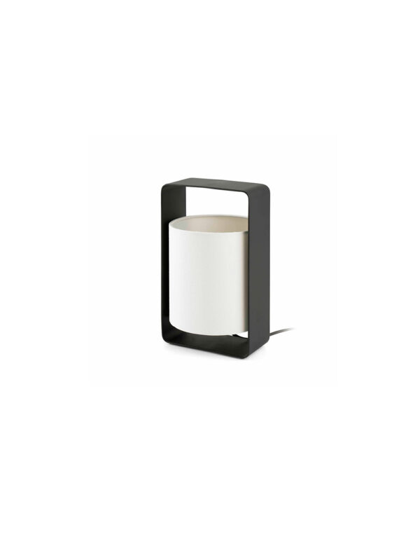 LULA P BLACK TABLE LAMP WITH BEIGE LAMPSHADE 1 X E - 1-FR28382