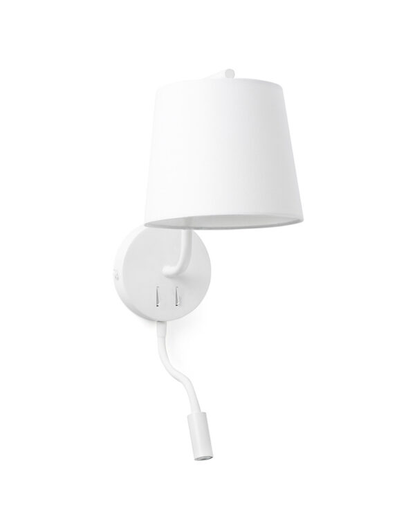 BERNI WHITE WALL LAMP WITH LED READER 1 X E27 20W - 1-FR29329