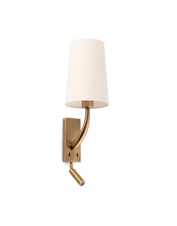 REM OLD GOLD WALL LAMP WITH LED READER BEIGE SHADE - 1-FR29683-20