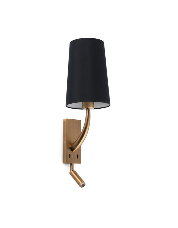 REM OLD GOLD WALL LAMP WITH LED READER BLACK SHADE - 1-FR29683-21
