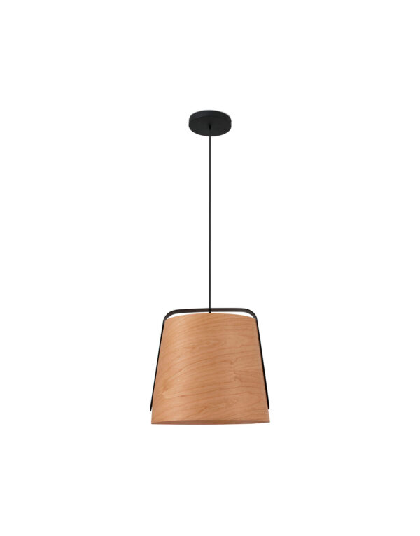 STOOD PENDANT LAMP 1XE27 BLACK + WOOD MAX 20W - 1-FR29848