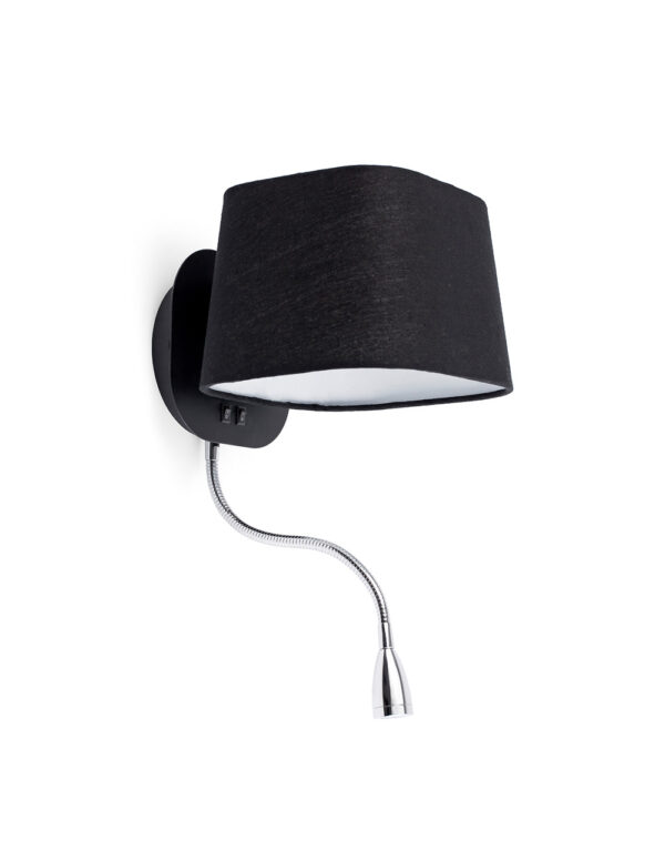 SWEET BLACK WALL LAMP WITH LED READER 1 X E27 60W - 1-FR29951