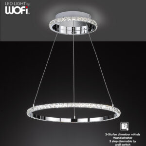 Κρεμαστό led "Harley" 26w 3400lm Ø65cm (χρώμιο με κρύσταλλα) - 11508