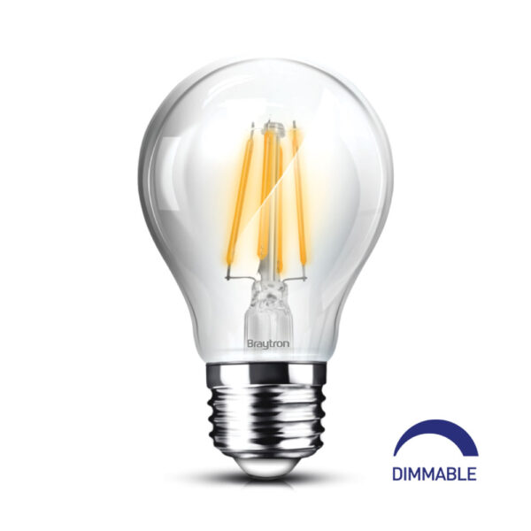 Λάμπα led filament διάφανη A60 8W E27 2700K dimmable - BA38-60820