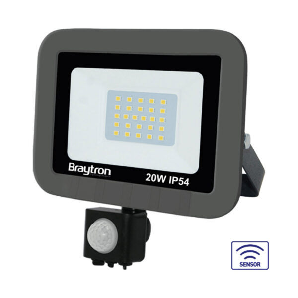 BRY-FLOOD-SC-20W-GRY-3000K-SNS-IP54-LED FLOODLIGHT Model: BT60-22002 - BT60-22002
