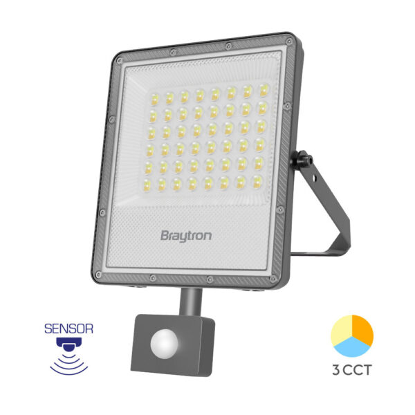 Προβολέας IP65 50W 5500lm 3CCT Με Ανίχνευση (Γκρι) - BT65-25082