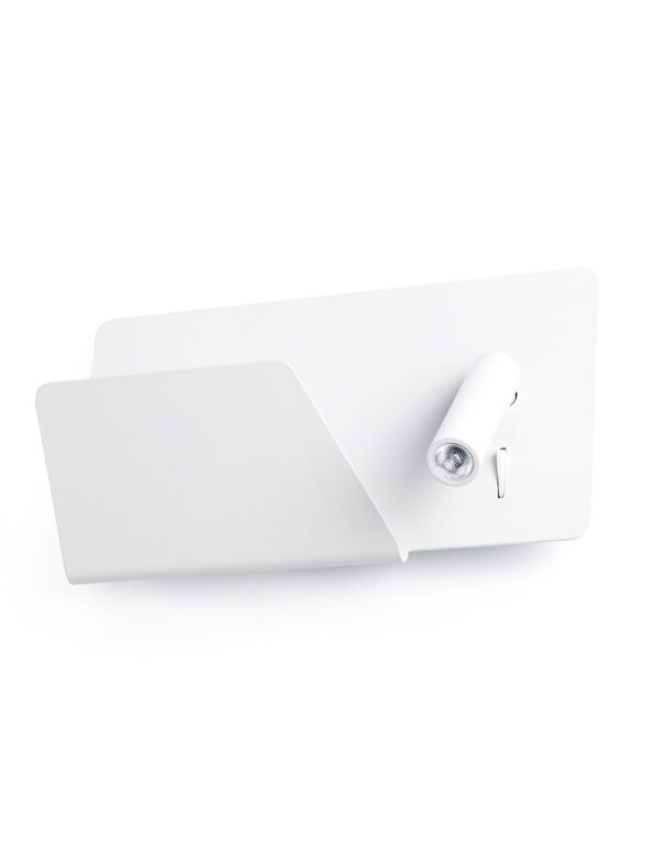 SUAU USB WHITE WALL LAMP WITH LED LEFT READER HIGH - 1-FR62124