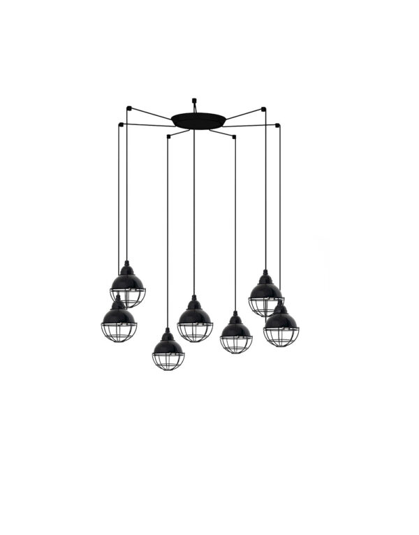 CLAIRE BLACK PENDANT LAMP E27 15W 7L - 1-FR62802-7L