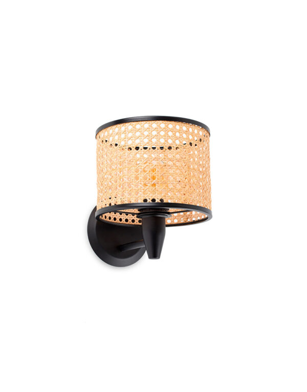 MAMBO BLACK WALL LAMP RATTAN LAMPSHADE 1xE27 o210* - 1-FR64307-47