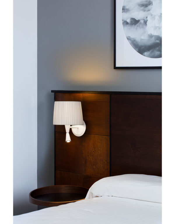 SAMBA WHITE READER WALL LAMP RIBBONED LAMPSHADE E2 - 1-FR64308-35