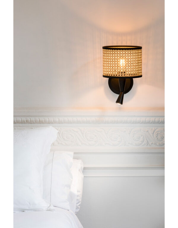 MAMBO BLACK READER WALL LAMP RATTAN LAMPSHADE o210 - 1-FR64309-47