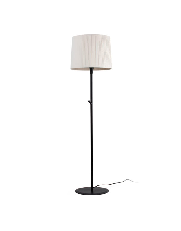 SAMBA BLACK FLOOR LAMP BEIGE RIBBONED LAMPSHADE o4 - 1-FR64313-41
