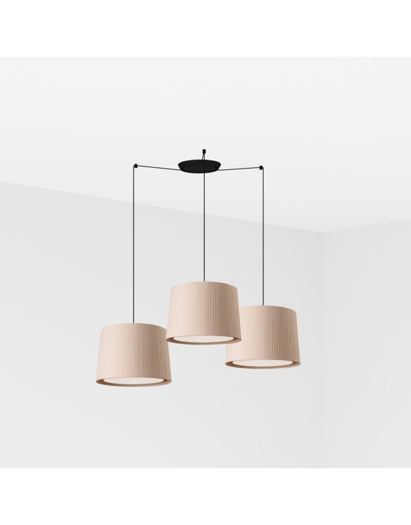SAMBA BLACK PENDANT LAMP BEIGE RIBBONED LAMPSHADE - 1-FR64314-44-3L