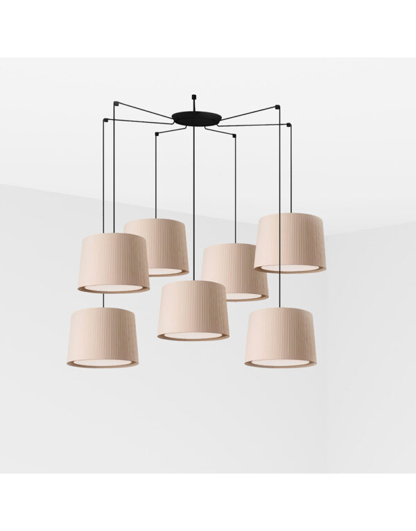 SAMBA BLACK PENDANT LAMP BEIGE RIBBONED LAMPSHADE - 1-FR64314-44-7L