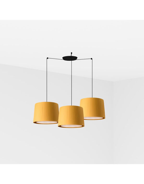 SAMBA BLACK PENDANT LAMP YELLOW RIBBONED LAMPSHADE - 1-FR64314-45-3L