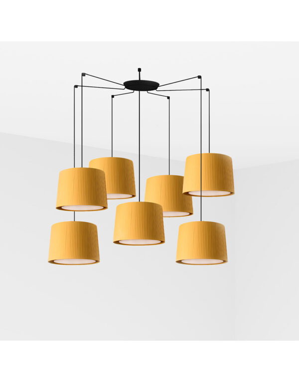 SAMBA BLACK PENDANT LAMP YELLOW RIBBONED LAMPSHADE - 1-FR64314-45-7L