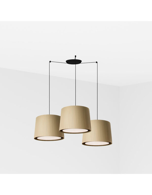 SAMBA BLACK PENDANT LAMP GREEN RIBBONED LAMPSHADE - 1-FR64314-46-3L