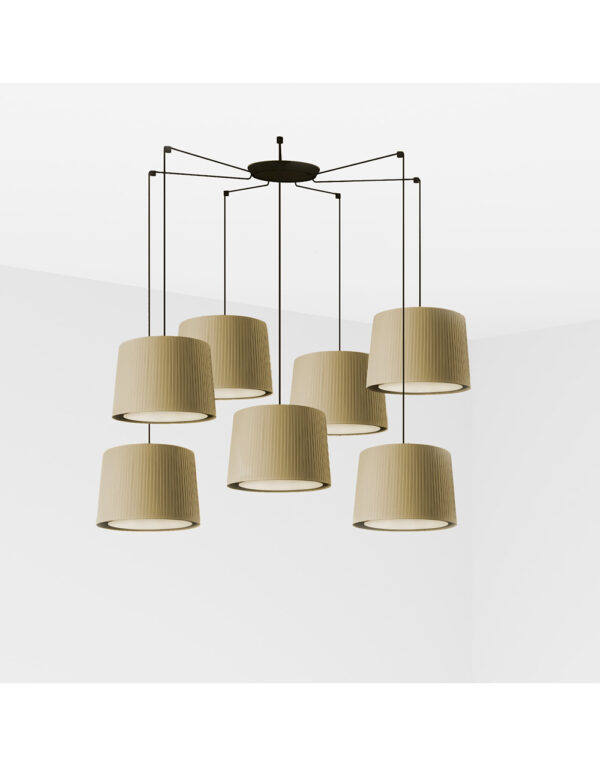 SAMBA BLACK PENDANT LAMP GREEN RIBBONED LAMPSHADE - 1-FR64314-46-7L