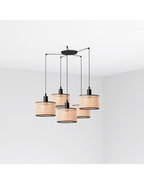MAMBO BLACK PENDANT LAMP RATTAN LAMPSHADE o210*200 - 1-FR64314-47-5L