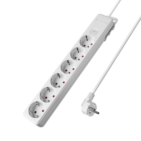 Πολύπριζο Xline 6Θ. 3X1,5mm 1,5m Καλώδιο Με Διακόπτη Με Βάση Στήριξης - BY72-00261