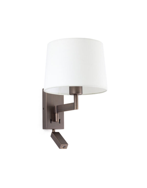 ARTIS BRONZE WALL LAMP WITH READER WHITE SHADE - 1-FR68492-01