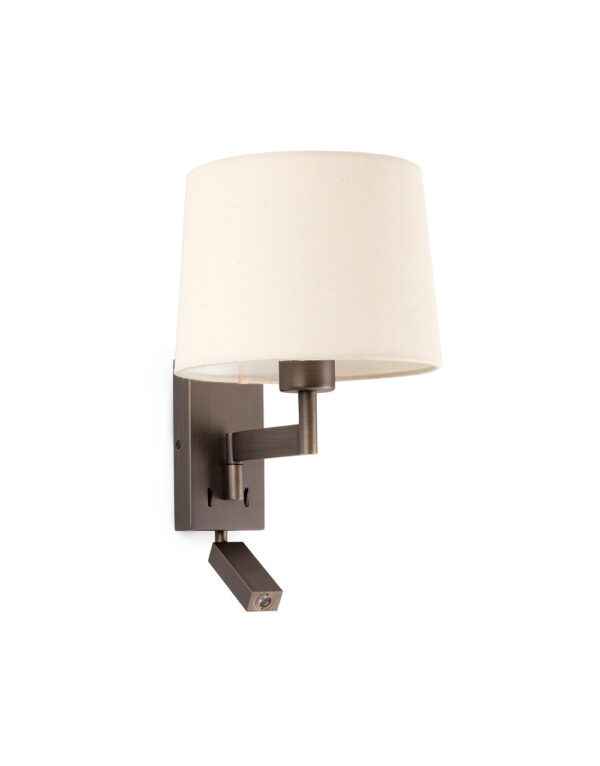 ARTIS BRONZE WALL LAMP WITH READER BEIGE SHADE - 1-FR68492-02