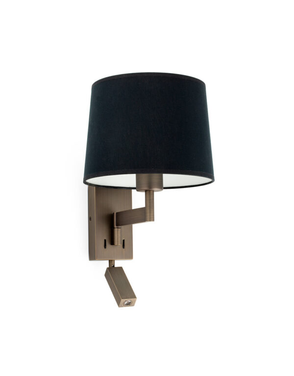 ARTIS BRONZE WALL LAMP WITH READER BLACK SHADE - 1-FR68492-03