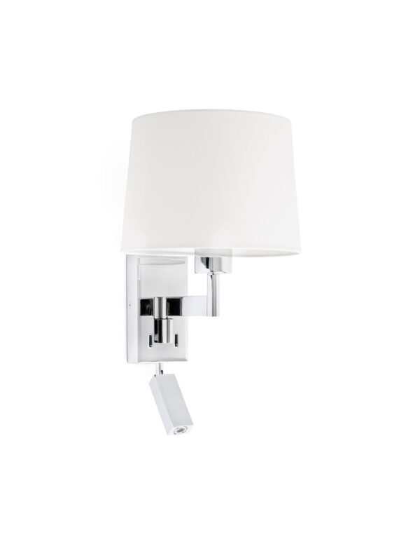 ARTIS CHROME WALL LAMP WITH READER WHITE SHADE - 1-FR68493-01