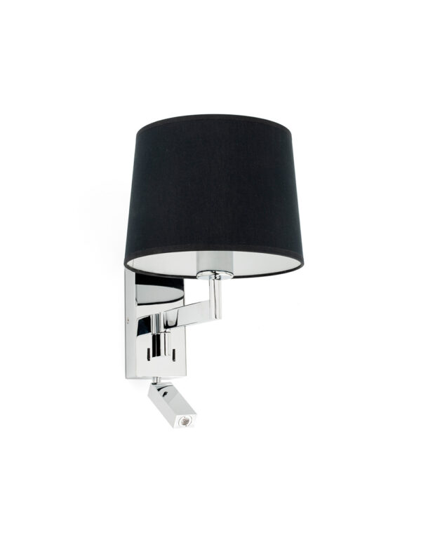 ARTIS CHROME WALL LAMP WITH READER BLACK SHADE - 1-FR68493-03
