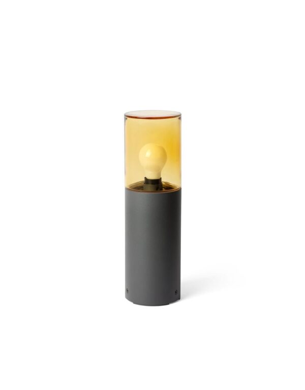 KILA BOLLARD L.H400 E27 DARK GREY AMBER GLASS - 1-FR71748