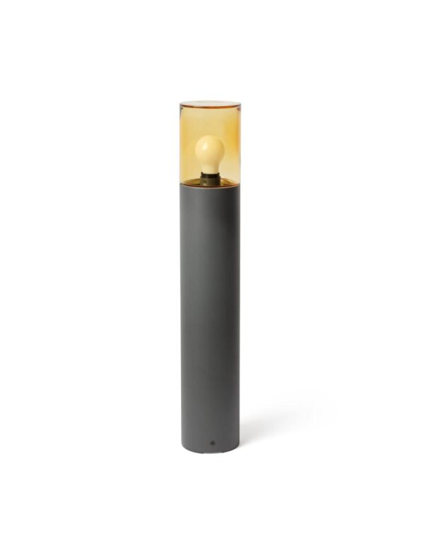 KILA BOLLARD L.H700 E27 DARK GREY AMBER GLASS - 1-FR71751
