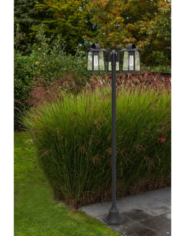 KELSEY 3Light Post Matt Black  Tradition Classic Clear Glass - 1-T7273606012