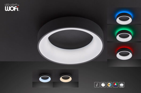 Πλαφονιέρα led "Cameron" 26w 2100lm Ø45cm Μαύρη - 11502