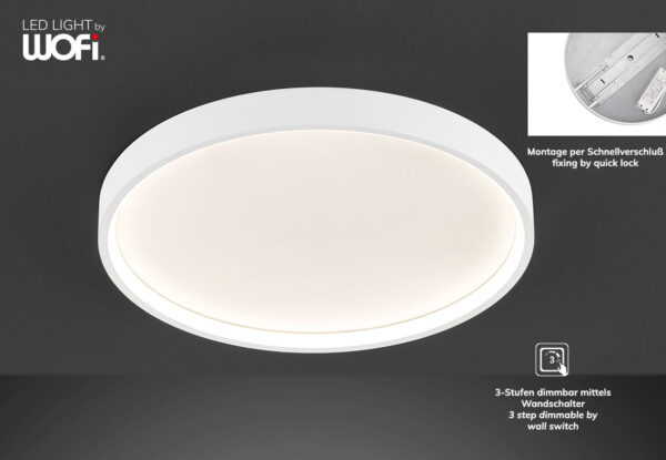 Πλαφονιέρα led "Dubai" Ø45 27,5w 2400lm Λευκή - 12055